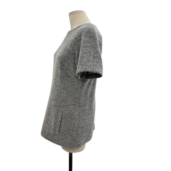 Lela Rose Boucle Short Sleeve Top Blouse Zip Back Wool Blend Gray Size 6 - Picture 5 of 12